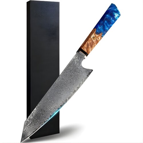 IZMAEL Damastni kuhinjski nož SA - 40123 - Kiritsuke / Rjava / Modra Cene
