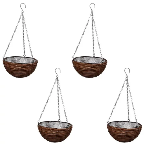  Viseča okrogla pletena košara 4 kosi s podlogo in verigo za obešanje