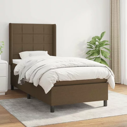 Box spring postelja z vzmetnico temno rjava 90x200 cm blago, (20899680)
