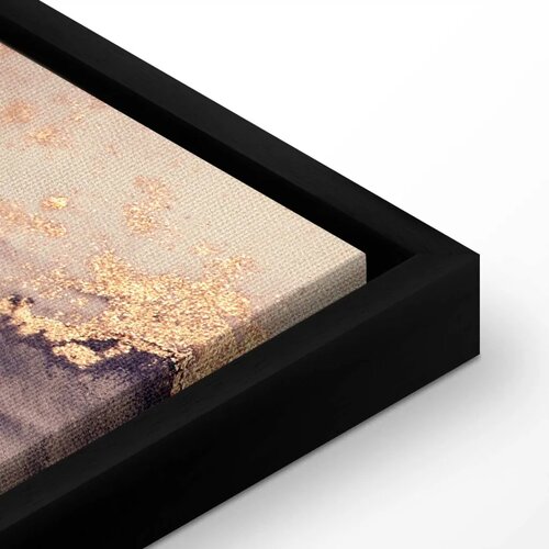  Slika - Watercolour abstraction - powder pink marble with gold accents 90x60 U crnom drvenom okviru Slike