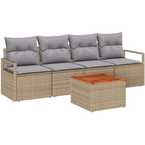  Set od 5 komada vrtnih kauča s jastučićima Bež Poli ratan Akacija  Dvosjed vrtni kauč s jastučićima Bež Poli ratan Cijene