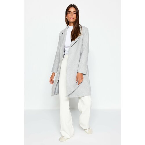 Trendyol Gray Belted Long Wool Cachet Coat Slike