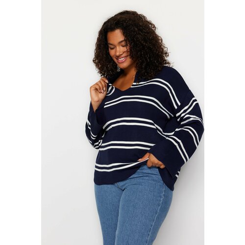 Trendyol Curve Plus Size Sweater - Navy blue - Relaxed fit Slike