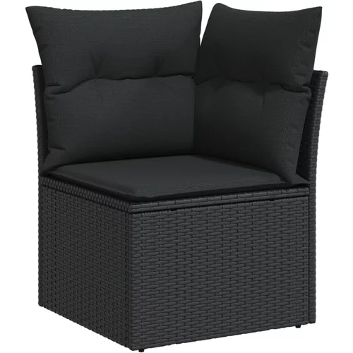 vidaXL Kutna vrtna sofa s jastucima crna od poliratana