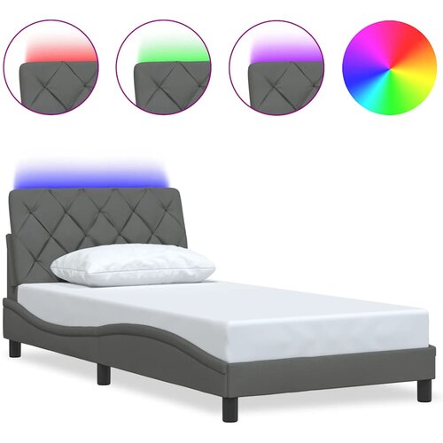 Maison Chic Posteljni okvir - Enojna postelja - Postelja za odrasle z LED brez vzmetnice temno siv 100x200 cm blago, (21696082) Cene