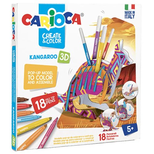 Carioca flomaster set create and color 3d kangaro 1/18 42903 Slike