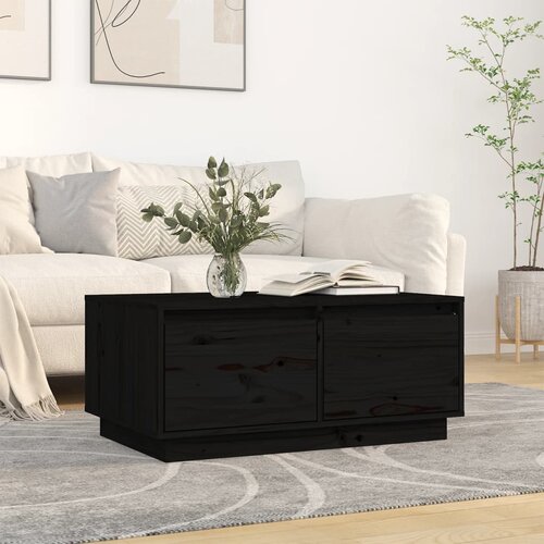 The Living Store Klubska mizica črna 80x50x35 cm trdna borovina - Klubska Mizica, (21572978) Cene