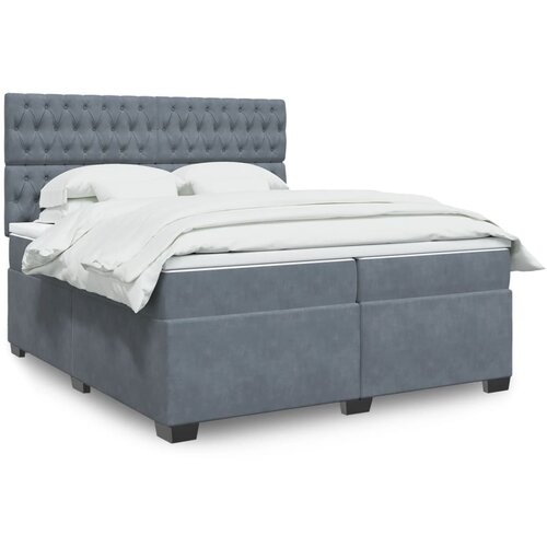 VidaXL Box spring postelja z vzmetnico temno siva 200x200 cm žamet Slike