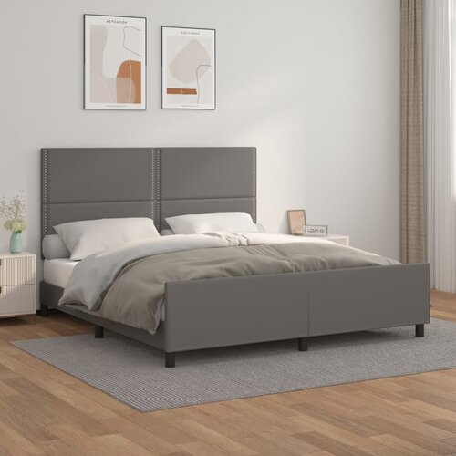  The Living Store Posteljni okvir z vzglavjem siv 180x200 cm umetno usnje - Posteljni Okvir Z Vzglavjem, (21450144) Slike