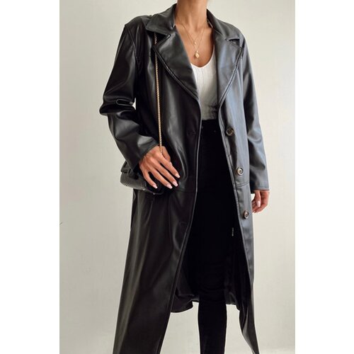 Trend Ala&amp;ccedil;atı Stili Trench Coat - Black - Double-breasted Slike
