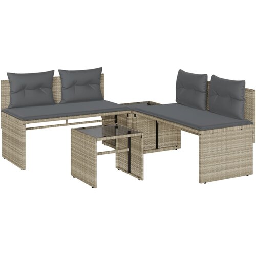  4-dijelni set vrtnih sofa s jastucima svijetlosivi poliratan Slike