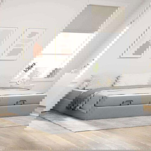 vidaXL Konstrukcija postelje Svetlo siva 200 x 200 cm blago Cene