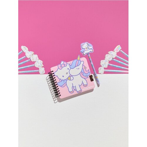Sinsay Set: bilježnica sa spiralnim uvezom sa zatvaranjem i olovka 2 pack Hello Kitty Slike