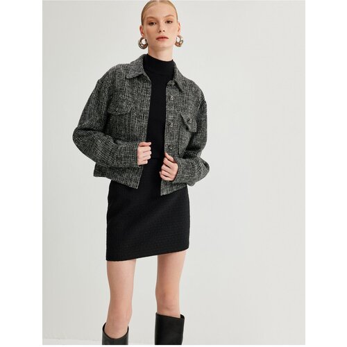 Koton Tweed Jacket with Flap Pocket Detail and Buttoned Shirt Collar Slike