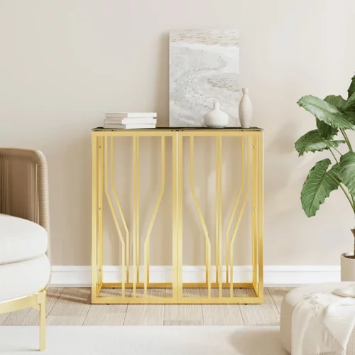  Konzolni stol zlatni 70 x 30 x 70 cm nehrđajući čelik i staklo
