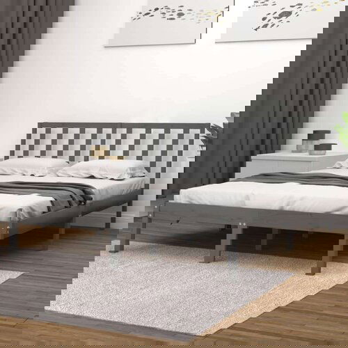  Posteljni okvir siv iz trdne borovine 200x200 cm, (20708156) Slike
