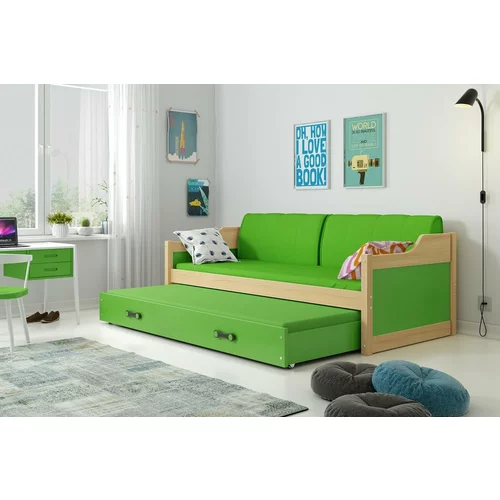 BMS Group Otroška postelja Dawid z dodatnim ležiščem - 90x200 cm - bor/zelena