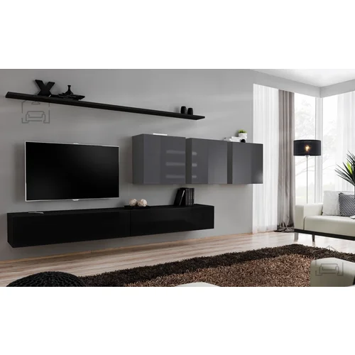 ASM Meble Dnevni TV regal Switch VII 340 cm - črn/grafit