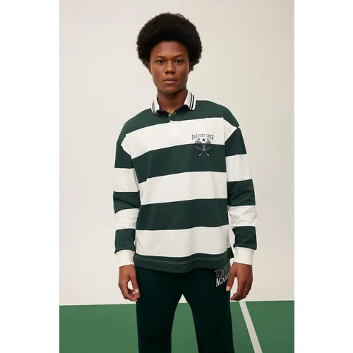 Defacto Fit Boxy Fit Striped Long Sleeve Polo T-Shirt