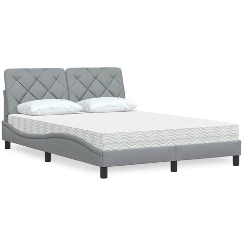 VidaXL Krevet s madracem svjetlosivi 120 x 200 cm od tkanine Slike