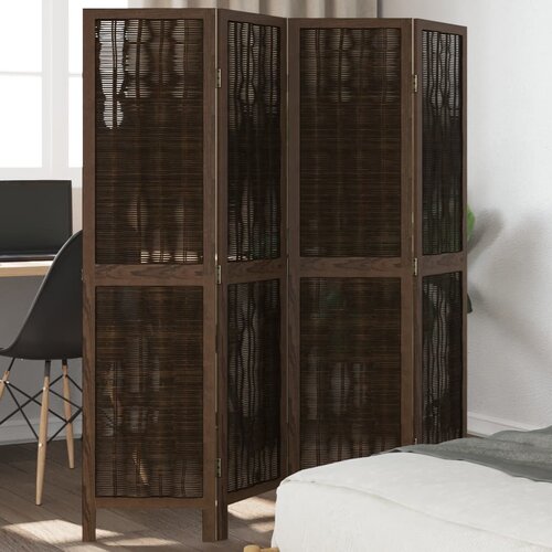  The Living Store Paravan 4-delni temno rjav trden les pavlovnije - Pregrada Za Prostor, (21494173) Slike