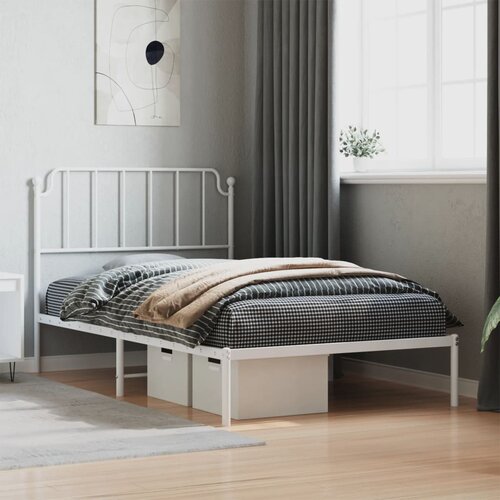  The Living Store Kovinski posteljni okvir z vzglavjem bel 107x203 cm - Posteljni Okvir, (21455215) Slike