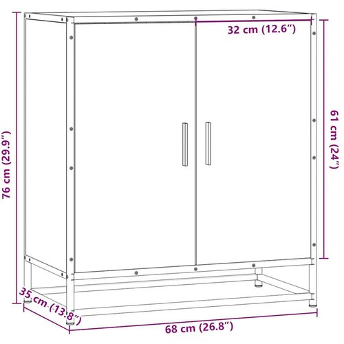 VidaXL Komoda dimljeni hrast 68x35x76 cm inženirski les in kovina Slike