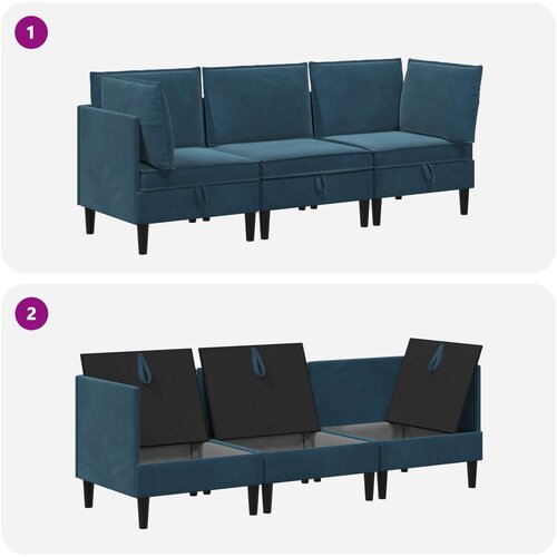  Set namje&amp;scaron;taja za dnevni boravak s jastukom 3 pcs Plava Bar&amp;scaron;un Slike