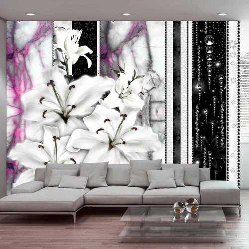  tapeta - Crying lilies on purple marble 400x280