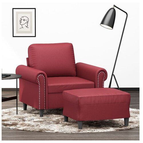 VidaXL Fotelj s stolčkom za noge vinsko rdeč 60 cm umetno usnje Slike