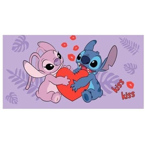 Jerry Fabrics Vijolična bombažna otroška brisača 70x140 cm Lilo and Stitch "Kiss" – Cene