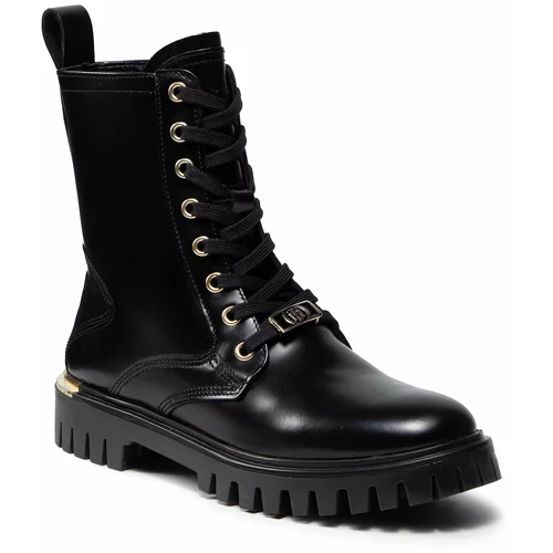 Tommy Hilfiger Pohodni čevlji Polished Leather Lace Up Boot FW0FW06008 Black BDS