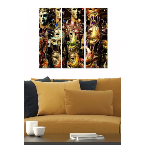 Wallity MDF1590809 multicolor decorative mdf painting (3 pieces) Cene
