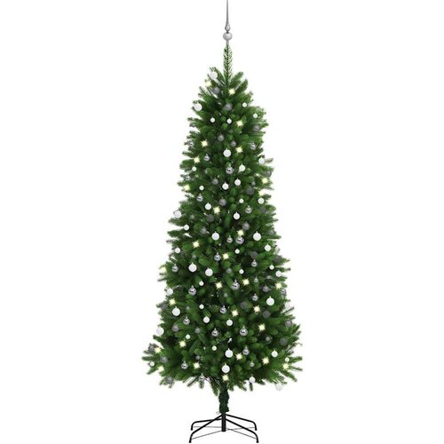 In umjetno božićno drvce s led svjetlima i kuglicama 240 cm zeleno Cene