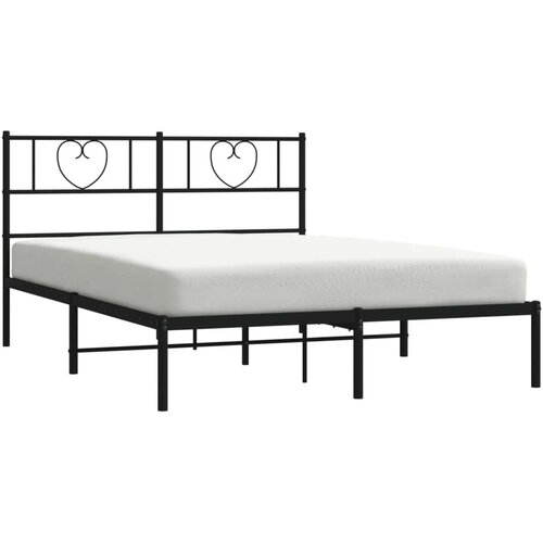VidaXL Metalni okvir za krevet s uzglavljem crni 150x200 cm Slike