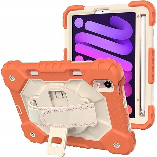 NIKCORP Ovitek za iPad Mini 6 8.3 s stojalom, naramnim pasom in držalom za pisalo, trislojna robustna za&amp;scaron;čita, oranžen, (5000138971) Slike