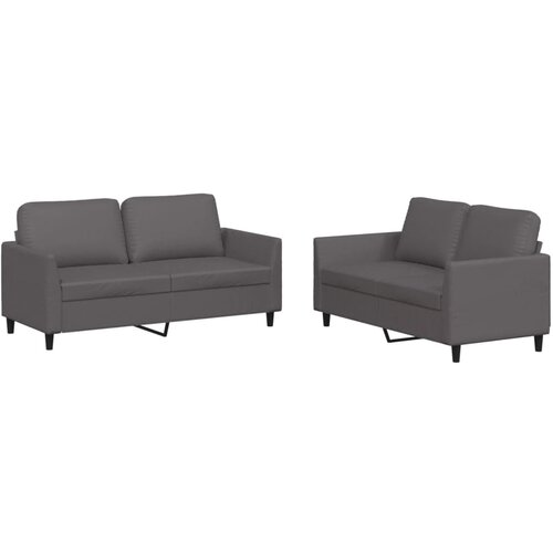 Maison Chic Sedežna garnitura - kavč 2-delna z blazinami sivo umetno usnje, (21729206) Cene