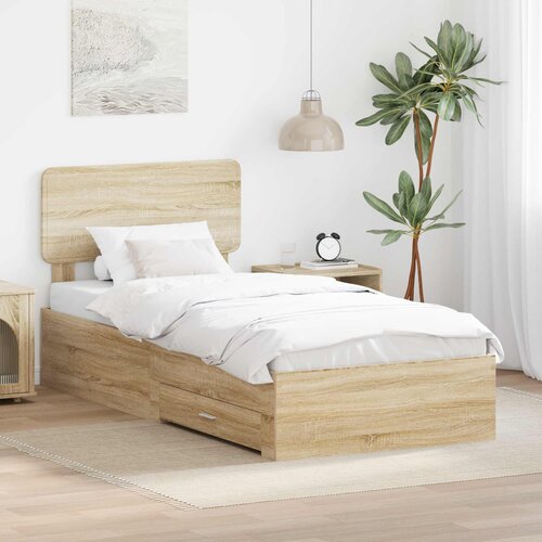  Krevetna konstrukcija s ladicama Sonoma hrast 90 x 200 cm Smeđa 203 x 93 x 90 cm Cene