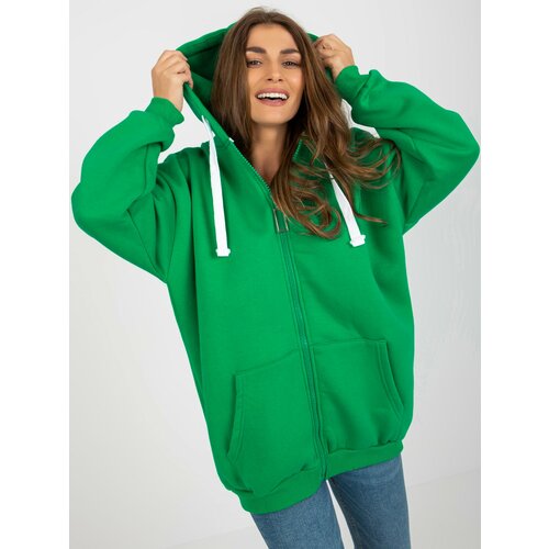 Fashion Hunters Green oversize basic zipper sweatshirt Slike