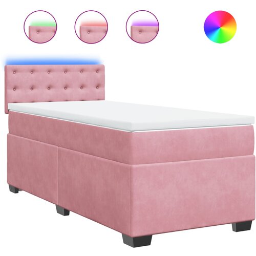 vidaXL Box spring postelja z vzmetnico roza 90x200 cm žamet, (21309635) Cene