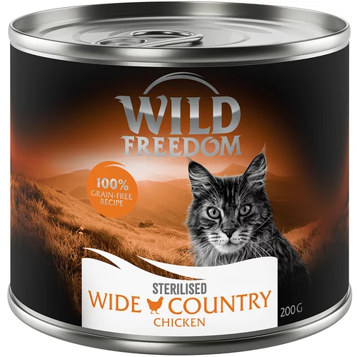 Wild Freedom Adult Sterilised 6 x 200 g - receptura brez žitaric - Wide Country Sterilised - piščanec