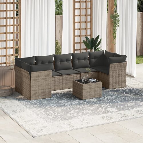  8-dijelni set vrtnih sofa od poliratana s jastucima sivi Cene