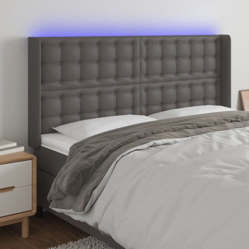 The Living Store LED posteljno vzglavje sivo 163x16x118/128 cm umetno usnje - LED Vzglavje, (21659577) Cene