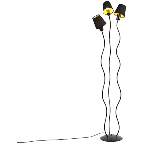 QAZQA Dizajn talne svetilke črne 3-luči s pokrovčki - Wimme