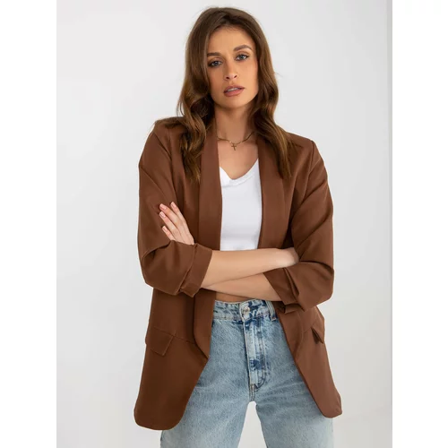 Fashion Hunters Lady's dark brown lined jacket by Adely