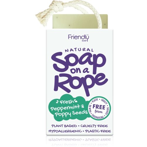 Friendly Soap Soap on a Rope Peppermint & Poppy Seeds naravno milo 95 g Cene