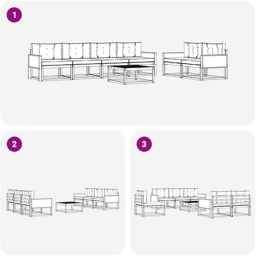  Set vanjskih sofa 7 pcs Prirodna i Svjetlosiva Slike