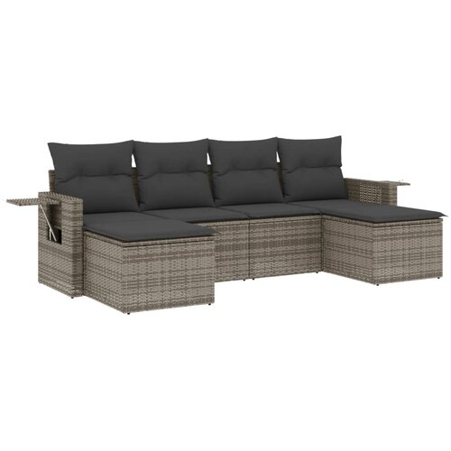 vidaXL 6-dijelni set vrtnih sofa od poliratana s jastucima sivi Cijene