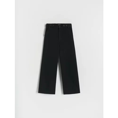 Reserved - Pamučne hlače s gumbima - crno