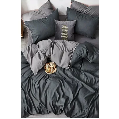 Mila Home Sivo-antracit pamučna posteljina za krevet za jednu osobu/s produženom plahtom 160x220 cm -